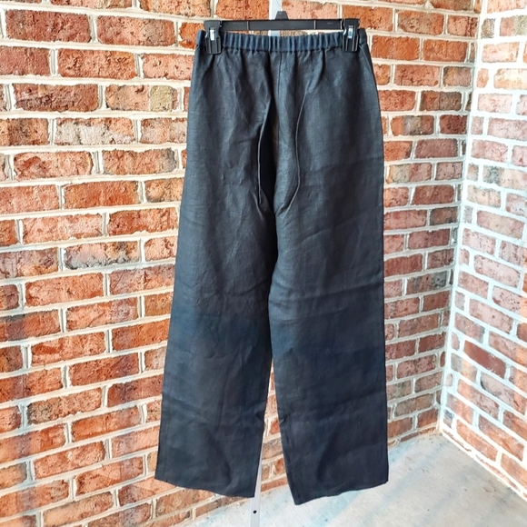 Black Tie Waist Linen Pant - Picture 2 of 4